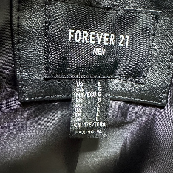 Faux Leather Outer Shell Motorcycle Jacket by Forever 21. - Picture 3 of 5